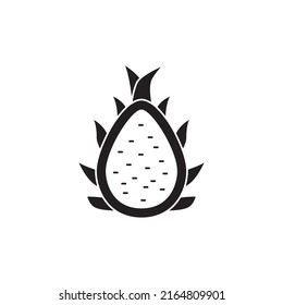 Dragon fruit icon in black flat glyph, filled style isolated on white background