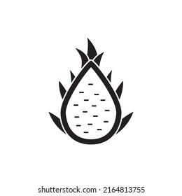 Dragon fruit icon in black flat glyph, filled style isolated on white background