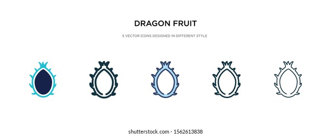 dragon fruit icon in different style vector illustration. two colored and black dragon fruit vector icons designed in filled, outline, line and stroke style can be used for web, mobile, ui