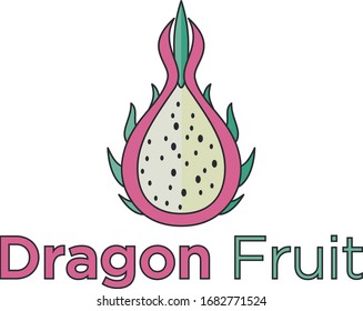 Icono de fruta del dragón en estilo plano. Objeto aislado. Logo de la fruta del dragón. Ilustración del vector sobre fondo blanco