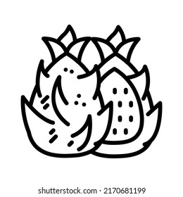 Dragon Fruit Icon. Line Art Style Design Isolated On White Background