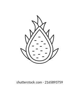 Drachenfrucht-Symbol im Linienstil, einzeln auf weißem Hintergrund