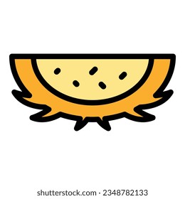 Vector de contorno de icono de fruta del dragón. Yakarta de Indonesia. Color plano de la torre de la línea de horizonte