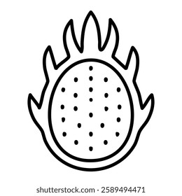 Dragon fruit icon over white background, line style, vector illustration.