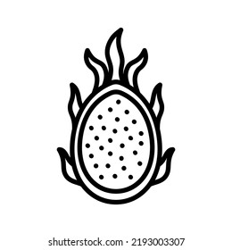 Dragon fruit icon. Summer tropical fruit. Pictogram isolated on a white background. Vector illustration.