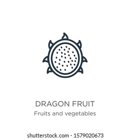 Dragon fruit icon. Thin linear dragon fruit outline icon isolated on white background from fruits and vegetables collection. Line vector sign, symbol for web and mobile