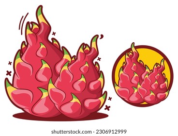 Dragon fruit icon vector cartoon illustration