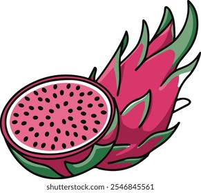 Dragon Fruit Icon vector on white background. Dragon Fruit Icon