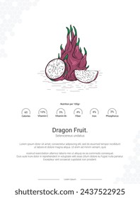 Dragon Fruit illustration. Ready to print, easy to edit, vector file, ready to use. Dragon Fruit - Selenicereus undatus illustration illustration with nutrition wall decor Ideas.