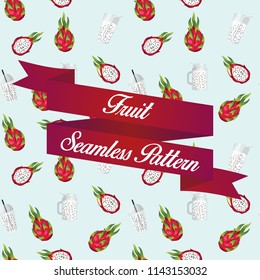 Dragon Fruit Fruit Juice Seamless Pattern Background