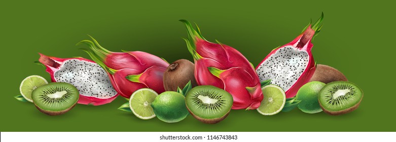 Dragon fruit and kiwi