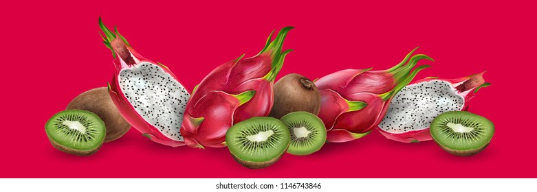 Dragon fruit and kiwi