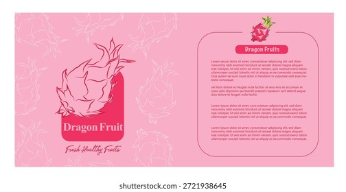 Drachenfrucht-Etikettendesign, Moderne Frucht-Etiketten mit handgezeichnetem Stil, Verpackungsdesign mit Frucht-Symbolen und Text, minimales und buntes Etikett, Etikettenaufkleber für die Verpackung, bearbeitbare druckfertige Vektorvorlagen-Datei-Illustration herunterladen, Fruit and Nuts Food Label Templates Set. Abstrakte Vektorverpackung Design Layouts Kollektion, Umrisszeichnung Design