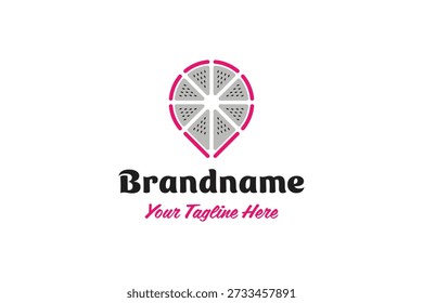 Logotipo del Pin de la Locación de la fruta del dragón, que simboliza frescura, diversión, y creatividad