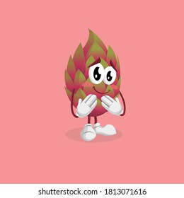 Dragon fruit logo mascot ashamed pose