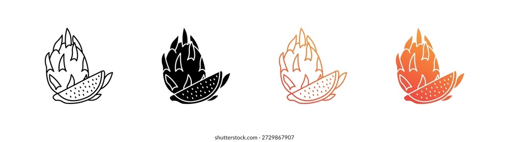 Conjunto de iconos de estilo múltiple de fruta de dragón