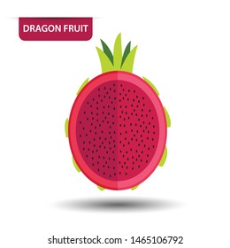 Dragon fruit on white background. Flat design style. vector illustration.