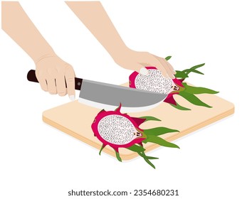 Dragon fruit on a white background.