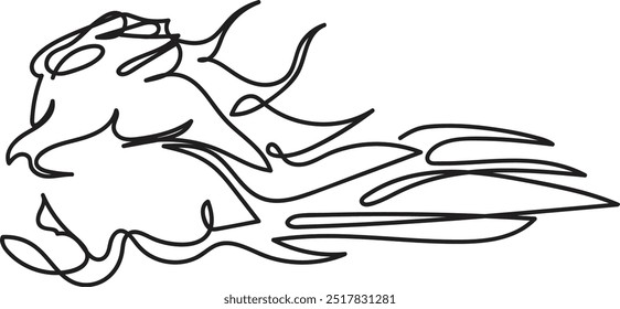 Dragon Fruit One Line Art, Frutas frescas preto e branco vetor