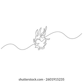 Dragon fruit outline drawing illustration. Continuous line draw fresh fruit vector.