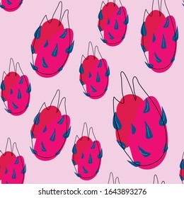 Dragon fruit pattern on light pink background vector illustration 