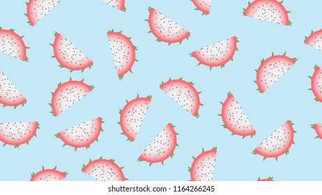 Dragon fruit pattern seamless on light blue background.