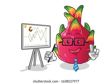 Dragon fruit percentage of shares, sales, and finance cartoon. cute chibi cartoon mascot vector