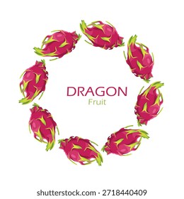 Fruta del dragón rosa y verde en Arte vectorial 