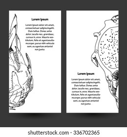 Dragon fruit or pitahaya. With text. Vector illustration. Hand-drawn fruit decorative element useful for invitations, scrapbooking, design. Circuit and strokes.