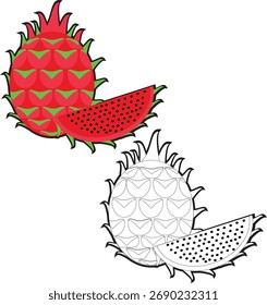 Livro de página de fruta de dragão ou pitaya fácil coloração para a atividade das crianças