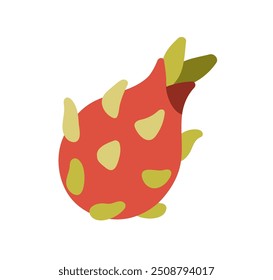 Dragon fruit, pitaya, exotic tropical food. Fresh ripe sweet healthy dragonfruit eating. Natural organic pitahaya icon. Flat graphic vector illustration isolated on white background