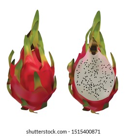 Dragon fruit, pitaya isolated on white background with clipping path