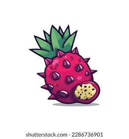 Dragon fruit. Pitaya, Pitahaya vector illustration
