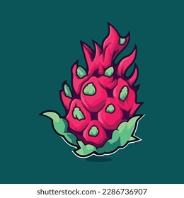 Dragon fruit. Pitaya, Pitahaya vector illustration