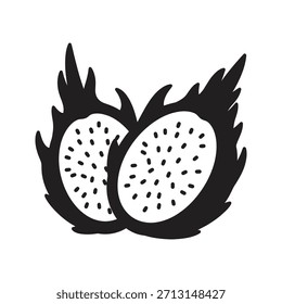 Fruta del dragón pitaya icono de rebanada símbolo sólido glifo elemento de diseño de Vector tropical exótico cactus fresco blanco dulce saludable comida orgánica naturaleza