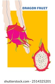 Dragon fruit. Poster in a abstract draw design. Simple, flat design. Perfect for poster, cover, banner, label or poster, price tag. Modern interior decoration, paintings.