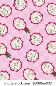 Dragon Fruit Seamless Pattern Botanical Summer