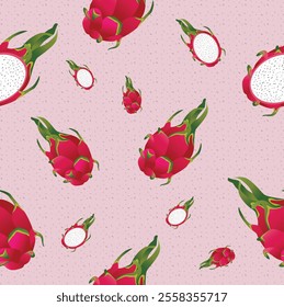 Dragon fruit seamless pattern illustration for wallpaper