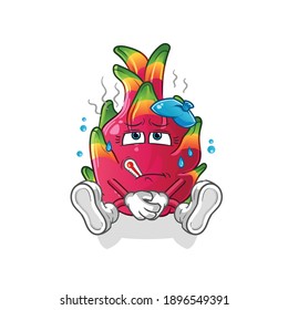 vector enfermo de fruta de dragón. personaje de caricatura