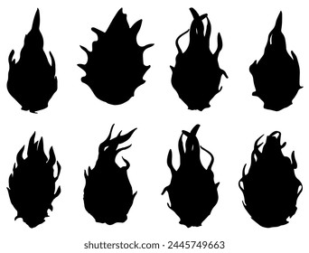 Drachenfrucht Silhouette Vektorgrafik weiß Hintergrund