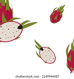 Dragon fruit from Sketch. Or Pitaya. Pattern .