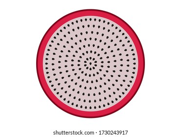 Trozo de fruta del dragón. Fruta exótica. Comida saludable y comida deliciosa. Gráficos vectoriales en un fondo blanco.