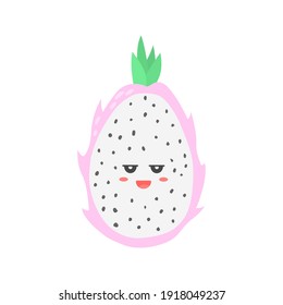 dragon fruit slice flat design emoji vector illustration isolated on white background