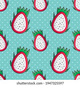 dragon fruit slice seamless pattern vector illustration