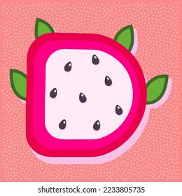 Dragon fruit style alphabet text, letter D