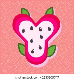 Dragon fruit style alphabet text, letter Y