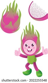 Drachenfrucht. Das ist Drachenfrucht-Vektorgrafik und Drachenfrucht-Maskottdesign.