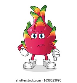 Dragon fruit thumbs down angry cartoon. cartoon mascot vector