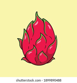 Dragon Fruit Vector Icon Illustration. Dragon Fruit Vector. Flat Cartoon Style Suitable for Web Landing Page, Banner, Flyer, Sticker, Wallpaper, Background