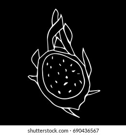 Dragon fruit vector illustration. Doodle style. Design icon, print, logo, poster, symbol, decor, textile, paper, card. 